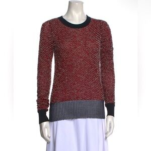 Alexander Wang knit Metallic black red pullover crewneck sweater top jumper Sm